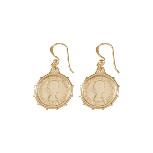 VON TRESKOW Hook Earrings With Threepence Coin - Yellow Gold