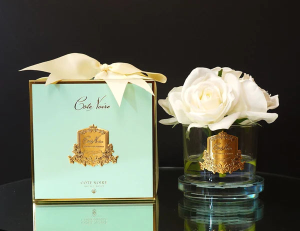 COTE NOIR Five Rose Ivory Clear Glass Gold Crest - Jade