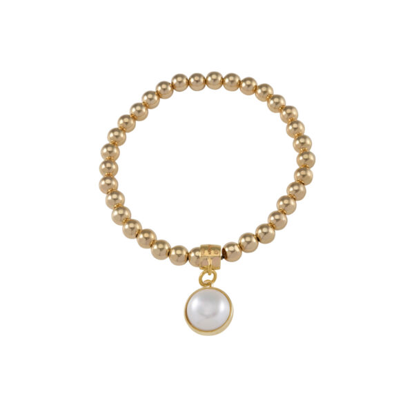 VON TRESKOW Stretchy Ball Bracelet With Pearl - Yellow Gold