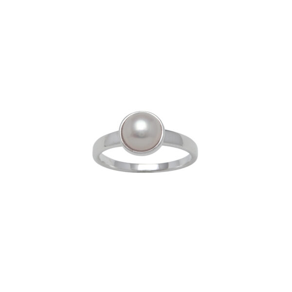 VON TRESKOW 6mm Round Pearl Ring - Silver