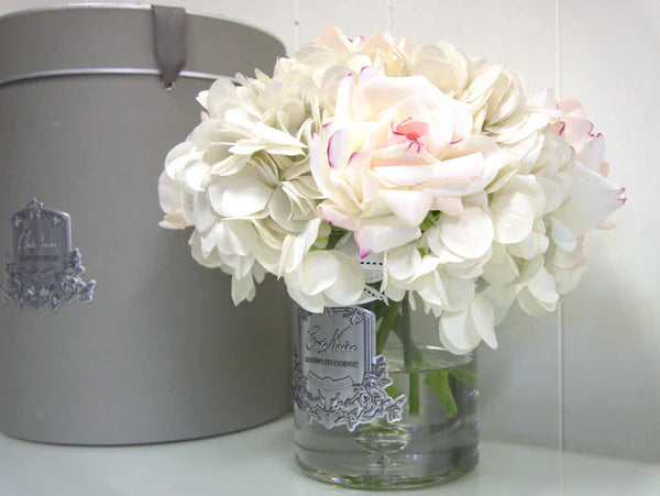 COTE NOIRE Luxury Summer Grand Boquet - Blush Roses & White Hydrangeas
