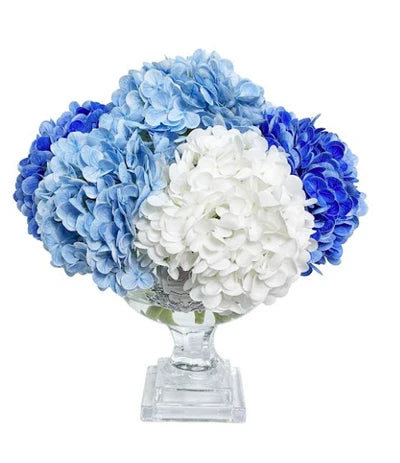 COTE NOIRE Provence Hydrangea Bouquet - Mixed Blue & Silver