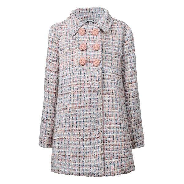 ARTHUR AVE Pink Button Tweed Coat