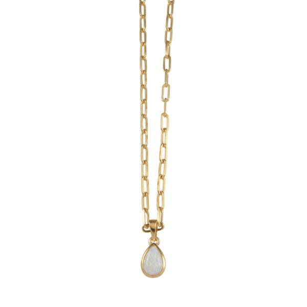 VON TRESKOW Clip Chain Necklace With Pear Czelline Opal - Yellow Gold