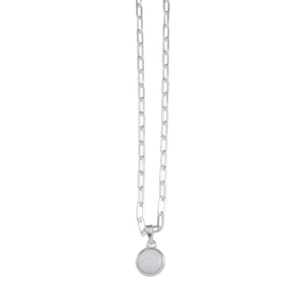 VON TRESKOW Clip Chain Necklace With Round Czelline Opal - Silver