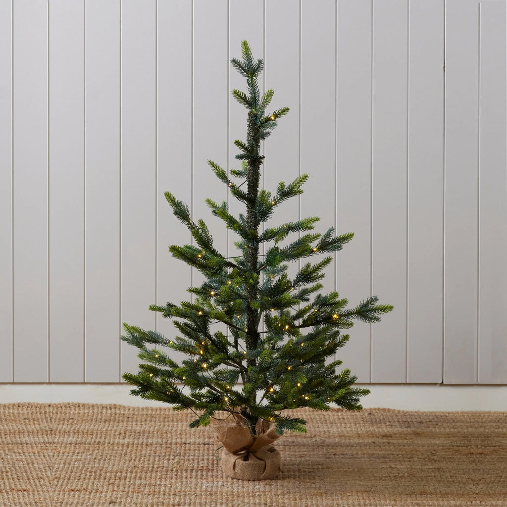 3.5ft Pre-Lit Potted Balsam Snow Christmas Tree