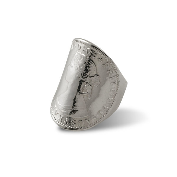 VON TRESKOW Sterling Silver Curved Coin Ring (Queen)
